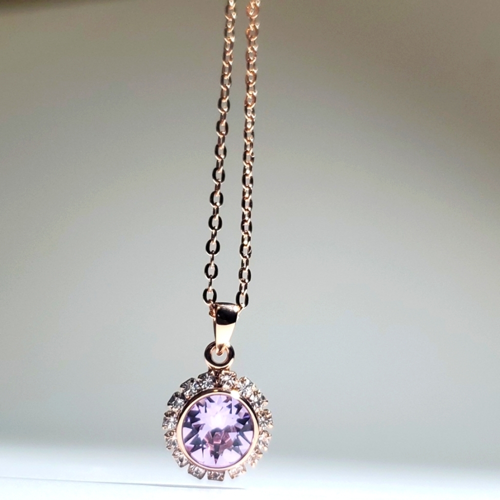Ted Baker London Lilac Purple Swarovski Crystal Daisy Lace Pendant Necklace